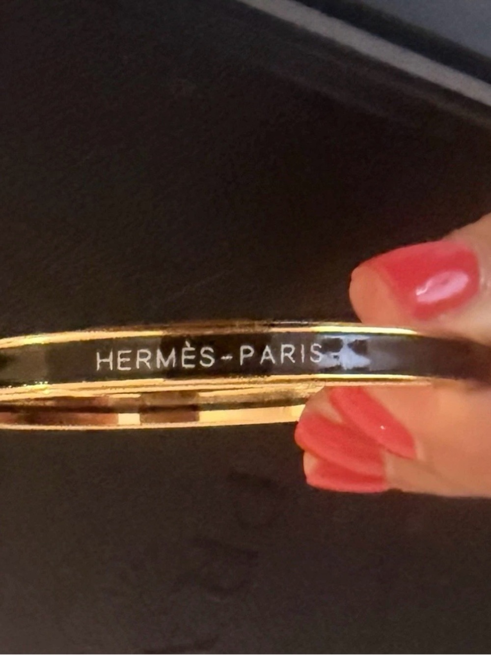Hermes Black and Gold Enamel Bracelet